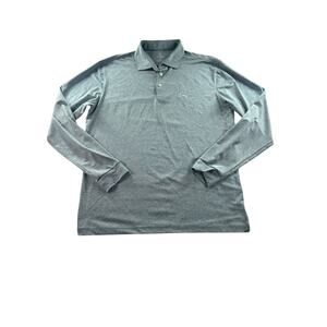 Rhoback Long Sleeve Performance Polo Mens L Heathered Blue Golf Business